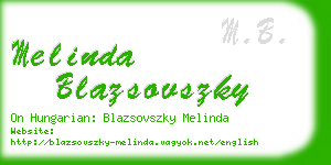 melinda blazsovszky business card